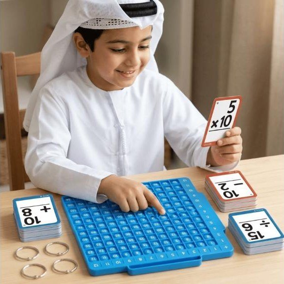 بطاقات تعليمية للحساب مع لوحة أرقام